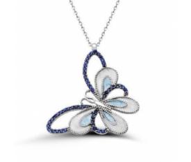 Trendtak  nazar boncuklu mavi taşlı  kelebek  gümüş  kolye
