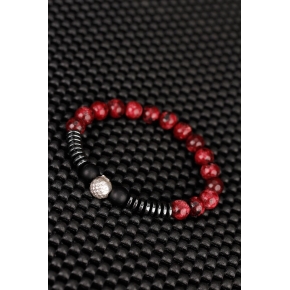 Bordo Jasper ve Hematit Doğal Taş Tasarımlı Erkek Bileklik